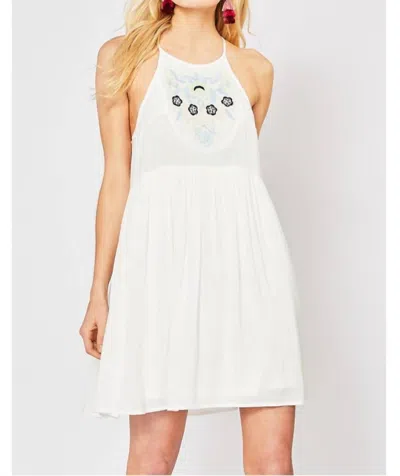 Entro White Mini Dress In White With Floral Design In Multi