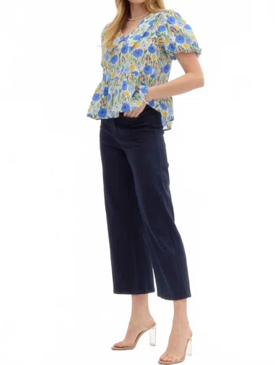 Entro Wide Leg Ankle Pant In Navy Blue