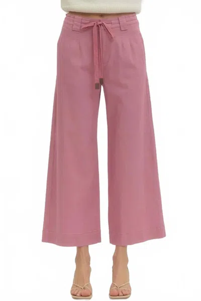 Entro Wide Leg Tie Pants In Pink In Neutral
