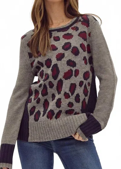 Entro Wild Embers Top In Grey Leopard Print In Multi