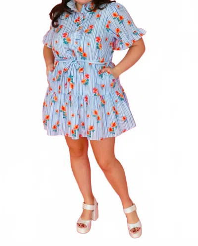 Entro Willow Floral Mini Dress In Multi In Blue