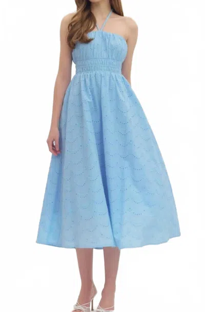 Entro Women's Anneliese Eyelet Halter Midi Dress In Sky Blue