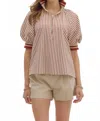 Entro Stripe Puff Sleeve Top In Multi In Multi