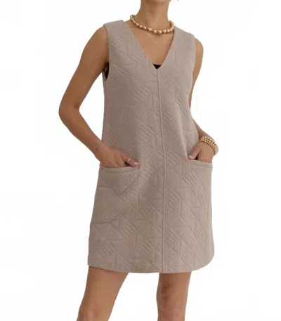 Entro Women's Button Quilted Dress In Light Mocha In Gray