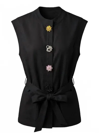 Entro Women's Button Tunic Top In Black