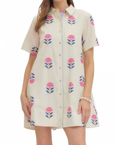 Entro Women's Chambray Mini Dress In Ecru In White