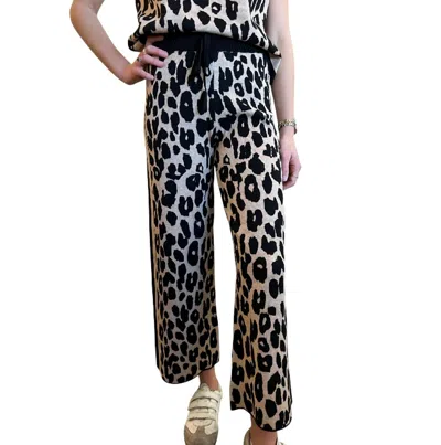 Entro Women's Cheetah Sweater Pants In Beige In Black