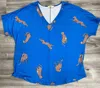 Entro Women's Cheetah Top In Colbalt Blue In Multi
