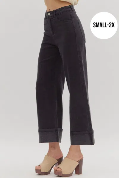 Entro Women's Cuffed Bottom Pants In Black