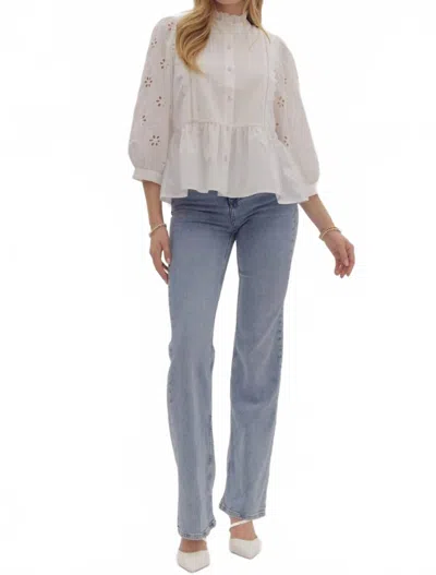 Entro Women's Eyelet Lace Top In White