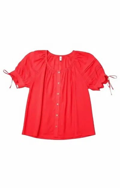 Entro Women's Falls Scallop Top In Ruby In Red