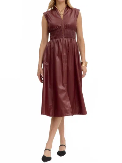 Entro Women's Faux Leather Sleevless Midi Dress In Burgandy In Brown