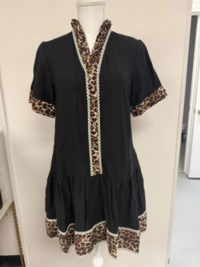 Entro Women's Leopard Pattern Ruffle Dress In Black
