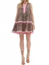 Entro Women's Leopard Print Sleeveless Mini Dress In Pink In Pink