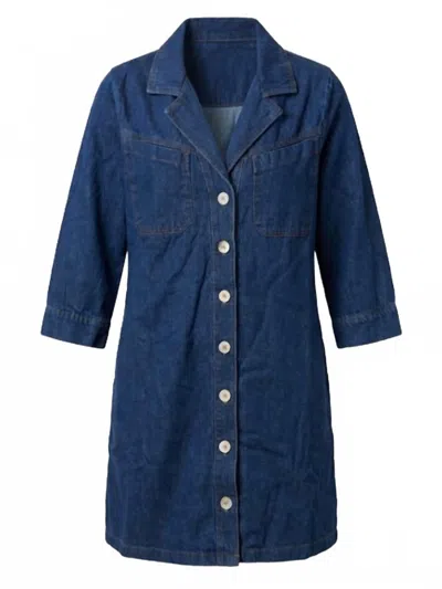 Entro Women's Long Sleeve Denim Dress In Medium Wash In Multi