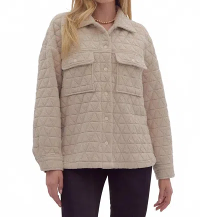 Entro Women's Long Sleeves Quilted Shacket In Ecru In Neutral