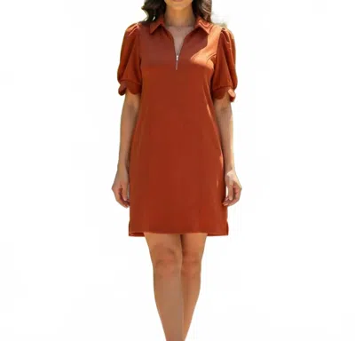 Entro Women's Mini Short Sleeves Dress In Rust In Brown