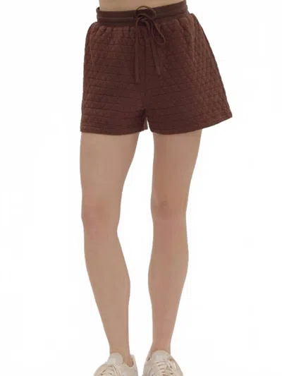 Entro Women's Quilted High Waisted Shorts In Espresso In Brown