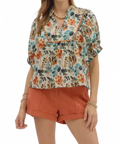 Entro Women's Rachel Top In Multi In Blue