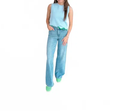 Entro Women's Scallop Top In Beautiful Blue