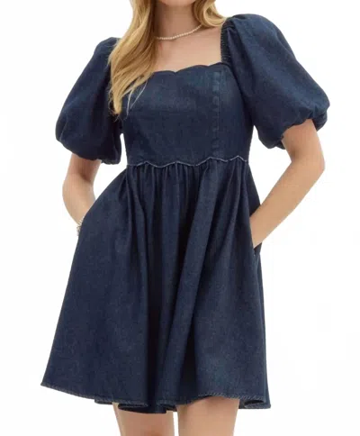 Entro Women's Short Bubble Sleeve Babydoll Dress In Blue
