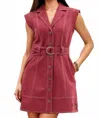 Entro Women's Sleeveless Contrast Stitched Belted Mini Dress In Burgundy In Red