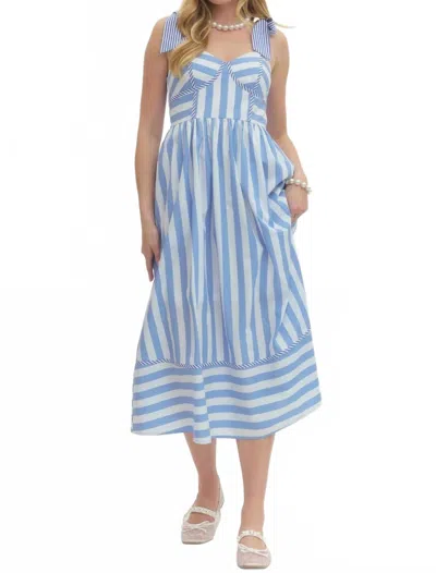 Entro Women's Striped Midi Dress In Blue