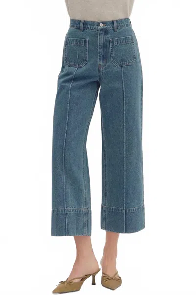 Entro Women's Sydney Cuffed Wide-leg Ankle Denim Pants In Blue