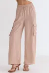 ENTRO WOMEN'S WIDE LEG CARGO PANTS IN LIGHT TAUPE