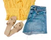 Entro Women's You Are A Babe Eyelet Blouse In Lemon In Multi