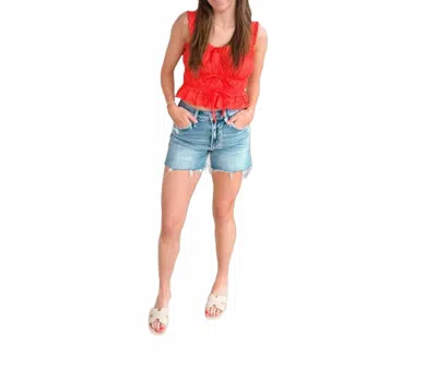 Entro Women's You Are A Babe Eyelet Blouse In Red