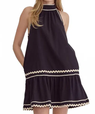 Entro Wonder Halter Mini Dress In Black In Brown