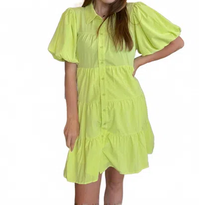 Entro Woven Collared Dress In Lime In Yellow