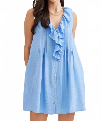 Entro Woven Ruffled Mini Dress In Blue