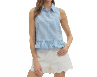 Entro Yacht Club Ruffle Tank Top In Blue