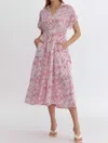 Entro Zebra Midi Dress In Pink & White