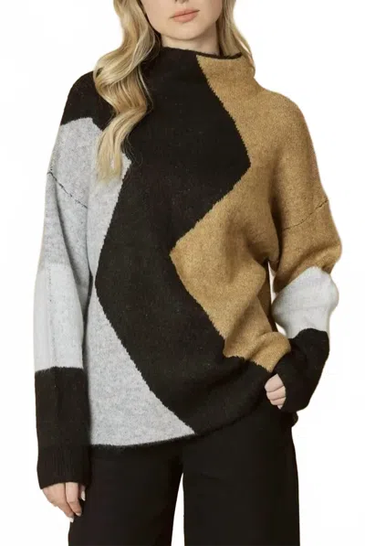 Entro Zig Zag Sweater In Black Multi