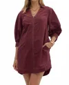 Entro Zip Lantern Sleeve Mini Dress In Maroon In Burgundy