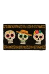 Entryways Dia De Los Muertos Handwoven Coconut Fiber Doormat In Black