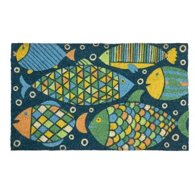 Entryways Fancy Fish 28" X 17" Outdoor Door Mat In Multi