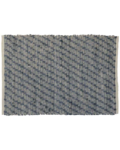 Entryways Greyson Leather & Cotton Rug In Blue