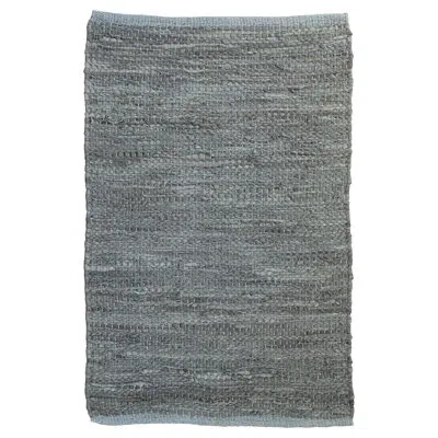 Entryways Hand Knotted Leather/cotton Gray Area Rug