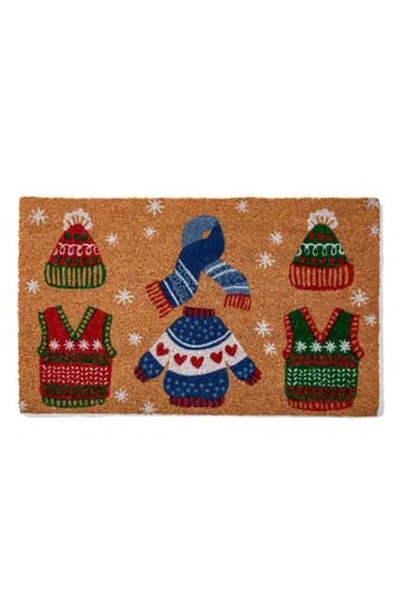 Entryways Holiday Sweaters Coir Doormat In Multi