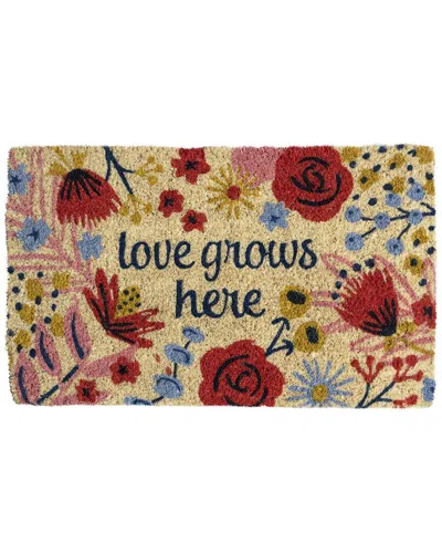 Entryways Love Grows Here Handwoven Coconut Fiber Doormat In Multi