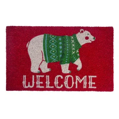 Entryways Polar Welcome Coir 28 In. X 17 In. Outdoor Door Mat In Red,white,green