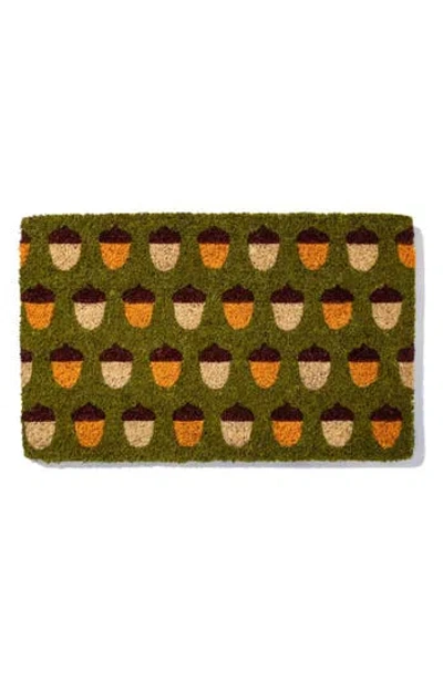 Entryways Polka Dot Acorn Coir Doormat In Green