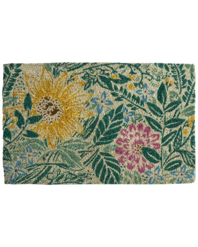 Entryways Williamsburg Sunflower Blockprint Handwoven Coconut Fiber Doormat In Multi