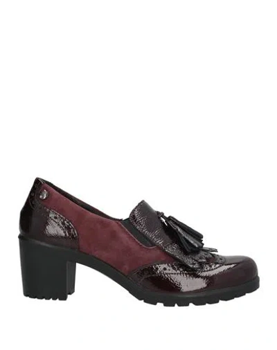 Enval Soft Woman Loafers Plum Size 6 Leather In Purple