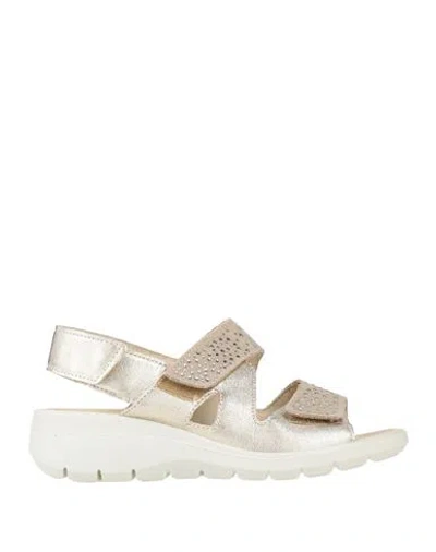 Enval Soft Woman Sandals Platinum Size 7 Goat Skin In Silver