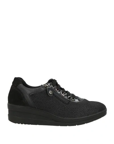 Enval Soft Woman Sneakers Black Size 7 Leather, Textile Fibers